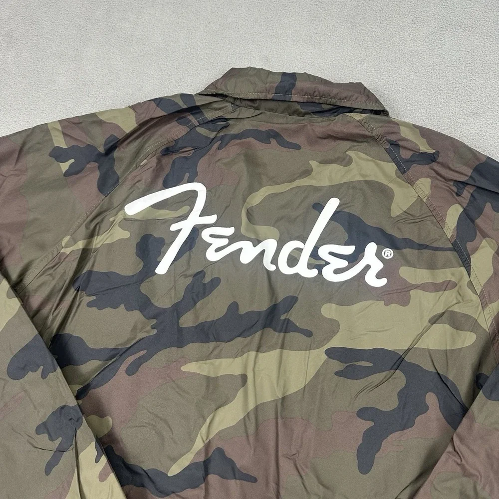 Fender Camo Coaches Jacket Size Medium Windbreaker Button Up‎ Camouflage